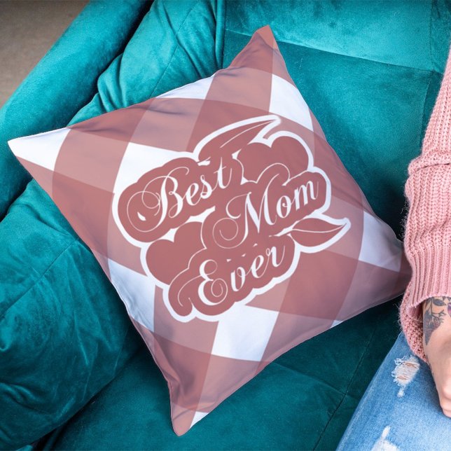 Coussin Meilleure maman Jamais Maroon Motif Jeu d'oreiller (Créateur téléchargé)