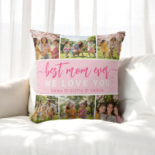 Coussin Meilleure Maman Jamais mignonne Pink Photo Collage