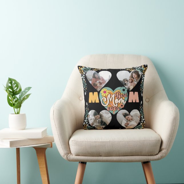 Coussin Meilleure maman Jamais Multi Heart forme Photo (Chaise)