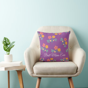 Coussin Meilleure maman jamais Rétro Daisy Bouquet en viol