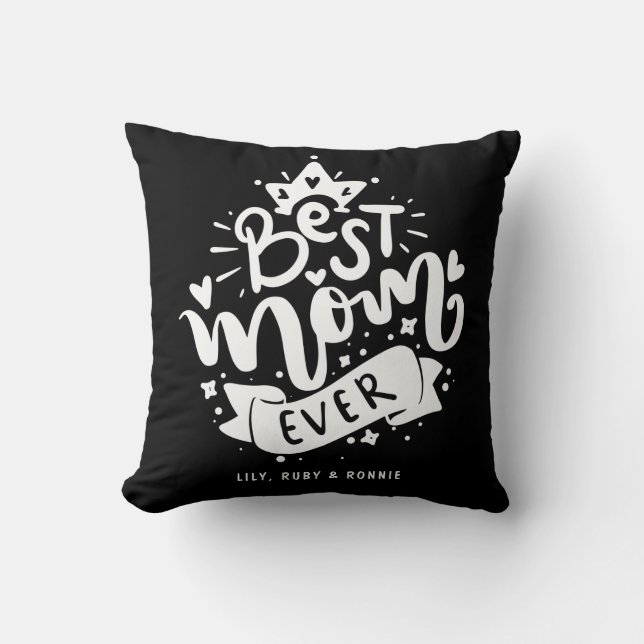 Coussin Meilleure maman jamais typographie Fête des mères (Recto)
