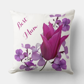 Coussin Meilleure maman jolie tulilp rose floral heureux M