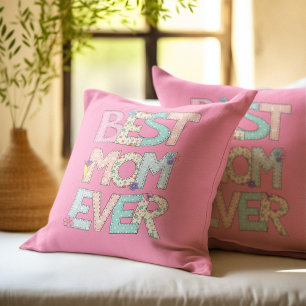 Coussin Meilleure Maman Jour des mères roses