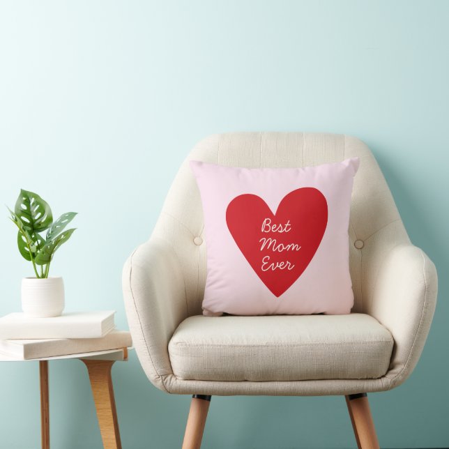 Coussin Meilleure maman Jour Script Rose & Coeur Rouge Fêt (Chaise)
