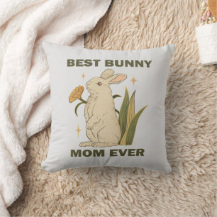 Coussin Meilleure Maman Lapin Ever Kawaii Lapin Fête d'ann