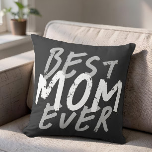 Coussin Meilleure Maman Moderne Grunge Blanc et Gris