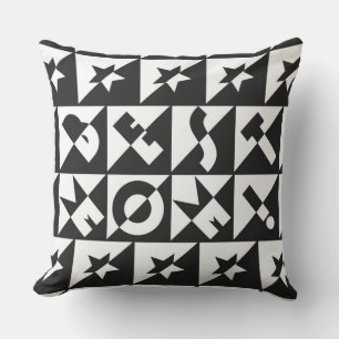 Coussin Meilleure maman Noir avec Motif blanc et étoiles