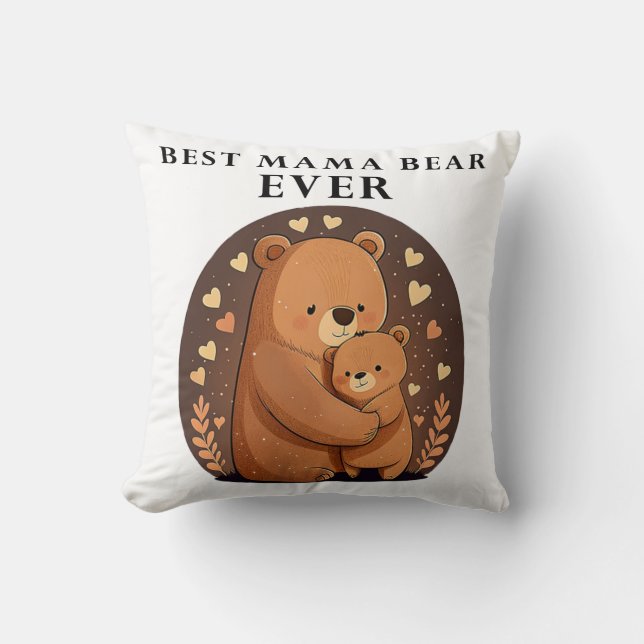 Coussin Meilleure maman Ours toujours mignon Coeurs Ours F (Recto)