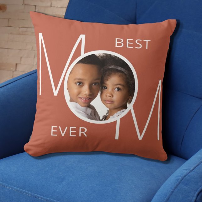 Coussin Meilleure Maman Photo Rouille (Créateur téléchargé)