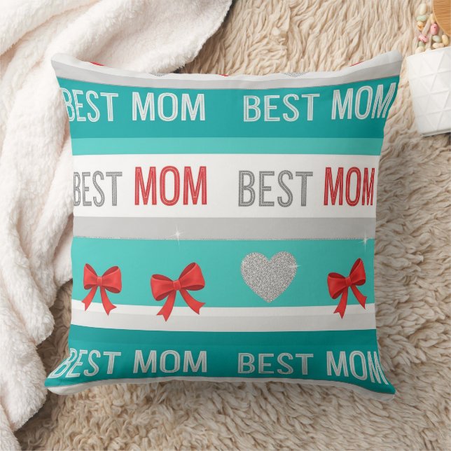 Coussin Meilleure Maman Pop Art Cœurs & Rubans Rétro (Couverture)