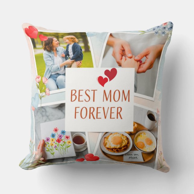Coussin Meilleure maman pour toujours - Cadeau de coeur po (Recto)
