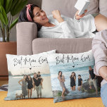 Coussin Meilleure maman Script 2x Photo<br><div class="desc">Meilleure Maman Jamais ! Créez votre propre coussin spécial pour maman avec ce simple 2 modèle photo. Il vous suffit de télécharger deux de vos photos préférées et de customiser le message et le/les nom(s).</div>