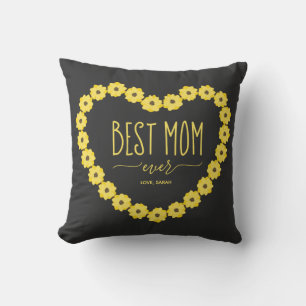 Coussin Meilleure Maman Soleil Coeur Nom Personnalisé