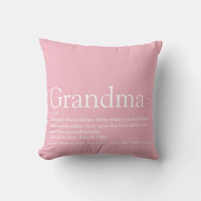 Coussin Meilleure Mamie de tous les temps, Définition Gran (Recto)