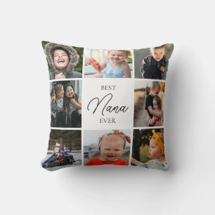 Coussin Meilleure Mémé Ever 8 Message de Collage de Photos