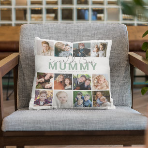 Coussin Meilleure Momie du Monde Collage de Photos