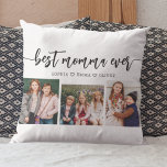 Coussin Meilleure Momma Jamais - Fête des Mères Collage ph<br><div class="desc">Célébrez la fête des mères avec le meilleur collage de photos de Maman Ever Jetez l'oreiller. Ce gardien personnalisé présente un collage magnifiquement arrangé de photos chères, capturant des moments spéciaux avec votre maman. Conçu avec des matériaux de qualité, il ajoute une touche de design et de sentimentalité à tout...</div>