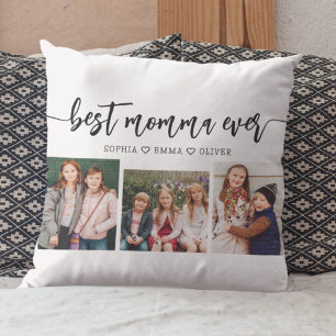 Coussin Meilleure Momma Jamais - Fête des Mères Collage ph