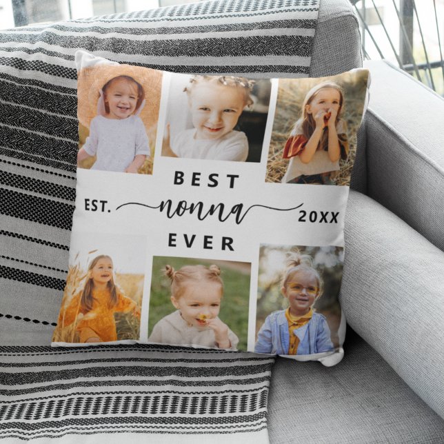 Coussin Meilleure Nonna jamais - Collage photo pour petits (Créateur téléchargé)