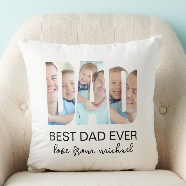 Coussin Meilleure Photo Lettre Papa (Créateur téléchargé)