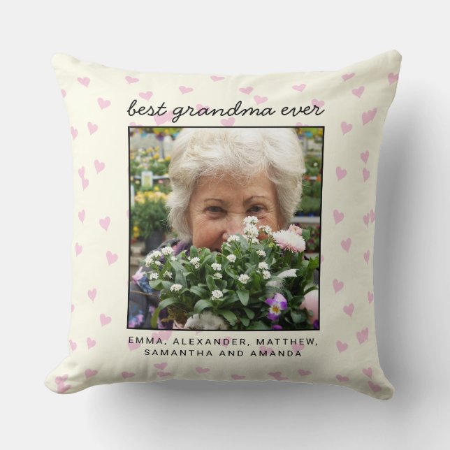Coussin Meilleure photo personnalisée de grand-mère (Recto)