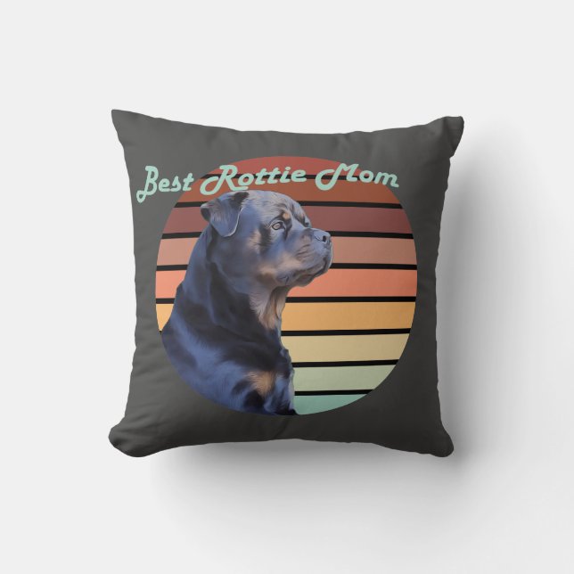 Coussin Meilleure Rottie Maman Retro (Recto)
