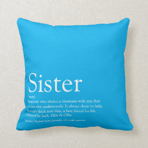 Coussin Meilleure Sœur du Monde Définition Fun Sky Blue