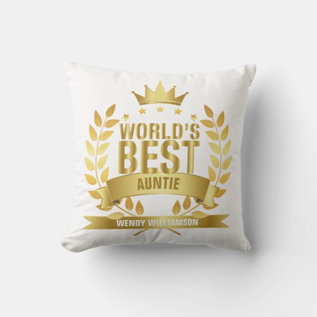 Coussin Meilleure tante du monde, Tante Gold Fun (Recto)