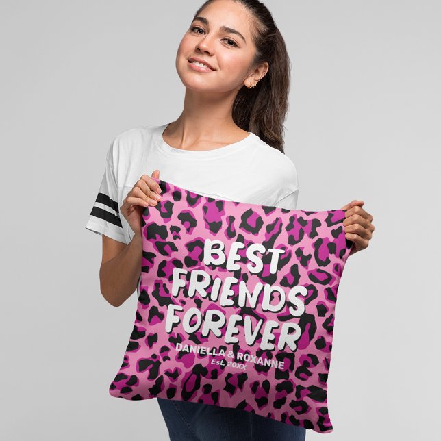 Coussin Meilleures amies BFF Léopard Rose (Créateur téléchargé)