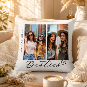 Coussin Meilleures Amies Deux Photos Calligraphie Script C