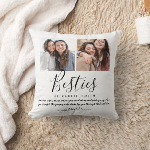 Coussin Meilleures amies écriture moderne citation photo d