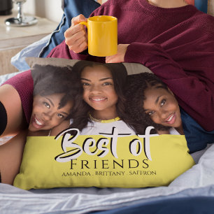 Coussin Meilleures amies personnalisées   Photo   jaune