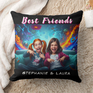 Coussin Meilleures amies sœurs drôle