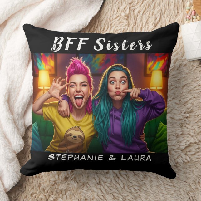 Coussin Meilleures amies sœurs drôle BFF  (Couverture)