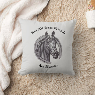 Coussin Meilleurs amis animaux Gris Croquis de cheval vint