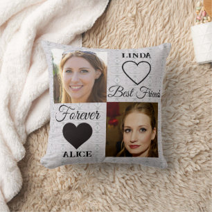 Coussin Meilleurs amis Cadeau Grey Heart Photo Collage