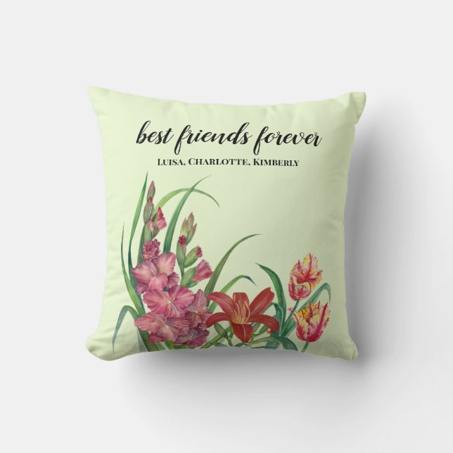 Coussin Meilleurs Amis Couleur Chaleureuse Florale Printem (Recto)