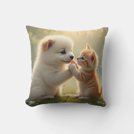 Coussin Meilleurs amis, donnez-moi cinq - mignon chiot et (Recto)