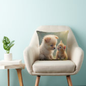 Coussin Meilleurs amis - mignon chiot et chaton dans l'her (Chaise)