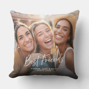 Coussin Meilleurs amis Photo Écriture personnalisée modern