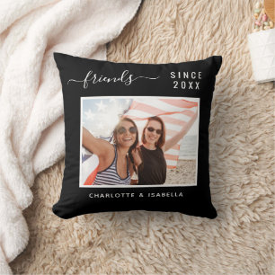 Coussin Meilleurs amis photo noir blanc noms année