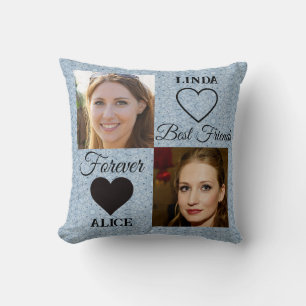 Coussin Meilleurs amis pour toujours BFF Cadeau Bleu Photo
