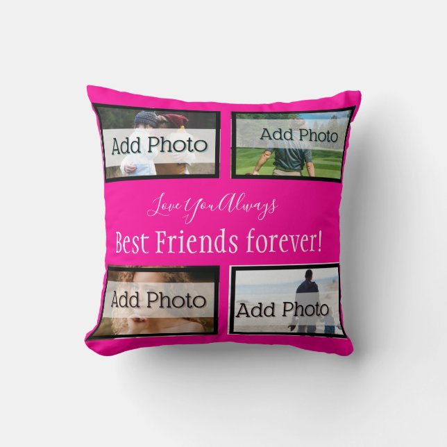 Coussin Meilleurs amis pour toujours, BFF, Fille, Collage  (Recto)