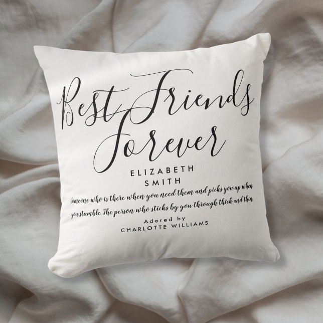 Coussin Meilleurs Amis Pour Toujours Moderne Élégant Devis (Best Friends Forever Modern Elegant Script Quote Throw Pillow)