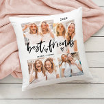 Coussin Meilleurs amis | Script Décontracté et grille phot<br><div class="desc">Ce coussin ultra moderne est le cadeau parfait pour votre meilleur ami! Il y a de la place pour quatre de vos photos personnelles préférées sur le dos, plus la typographie décontractée qui dit "meilleurs amis" et un coeur mignon. L'arrière comporte une grande photo. Ajoutez votre nom et l'année pour...</div>