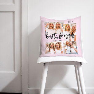 Coussin Meilleurs amis Script Décontracté et grille phot