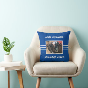 Coussin Meilleurs amis toujours cheval photo profonde bleu