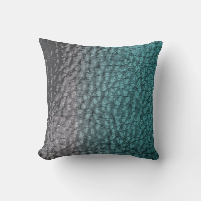 Coussin Mélange bleu Turquoise gris Faux Design cuir (Recto)