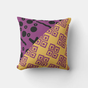 Coussin Mélange de motifs orange violet ethnique africain
