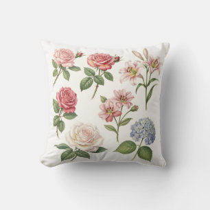 Coussin Mélange Floral Botanique Vintage Décoratif